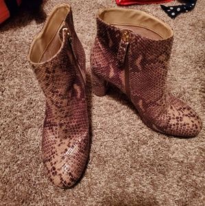 Inc snake skin print ankle boots